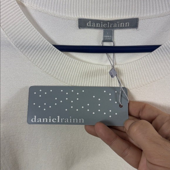 NWT Daniel Rainn Floral Puff Sleeve Mixed Media Sweater size large - Picture 5 of 7